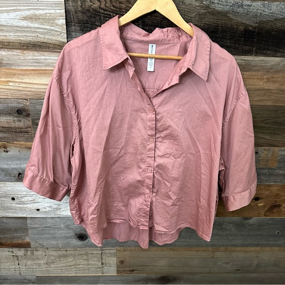 Athleta Cotton Dreams Sleep Oversized Top Medium mauve Pink Shirt Loungewear - Picture 3 of 7